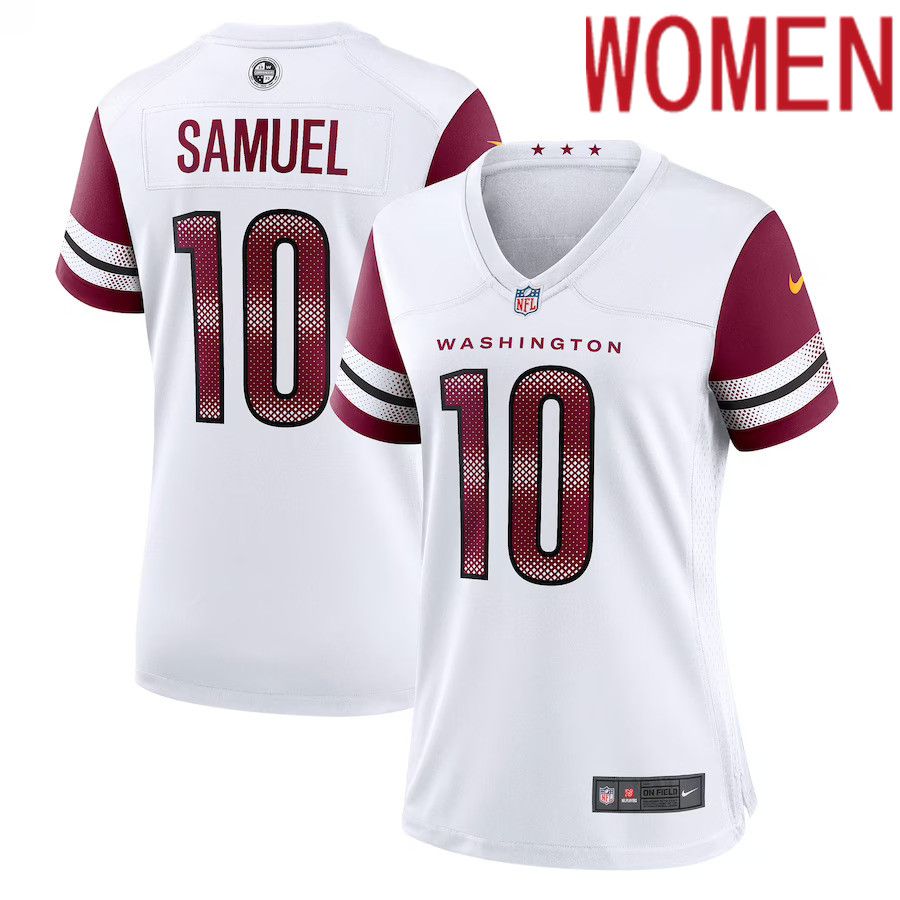 Women Washington Commanders 10 Curtis Samuel Nike White Away Game Player NFL Jersey